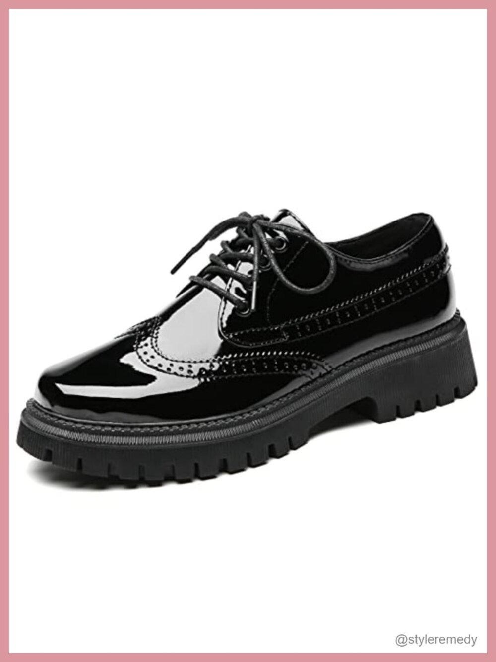 Patent Leather Platform Oxfords Non-Slip Work Dress Shoes for Women